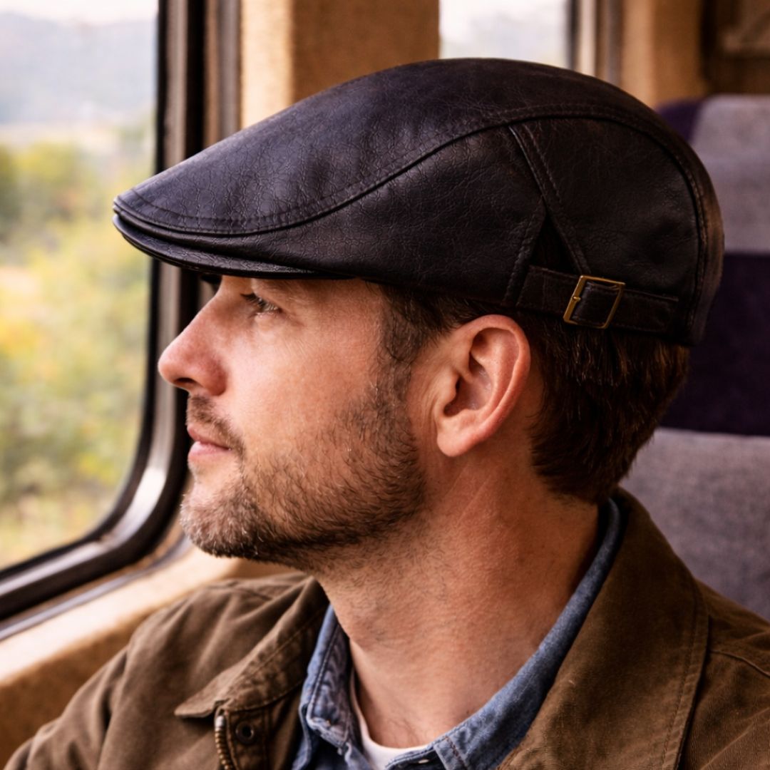 Classic Leather Flat Cap